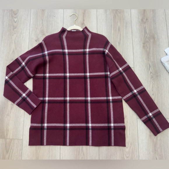 Max studio. Women's Burgundy Plaid Sweater - Picture 6 of 10